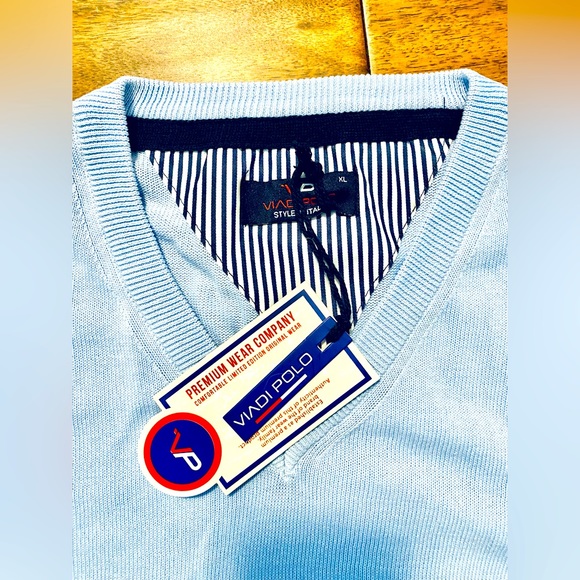 Blue V-Neck Sweater - Picture 3 of 4